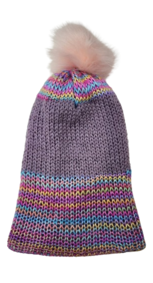 Knit Hat (Purple Unicorn) Pom-Pom Optional
